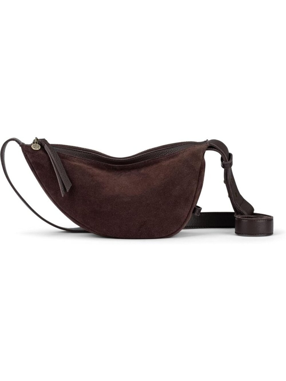 Women Mahogany Suede Zipper Closure & Adjustable Strap Travel Crossbody Handbag